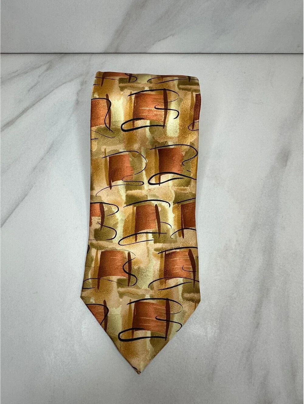 J. Garcia Cyclops Rock Limited Edition Collection 46 gold abstract 100% silk tie